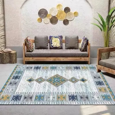 Teppich aus Kristallsamt im marokkanischen Boho-Stil für Wohnzimmer und Schlafzimmer – 40 × 60 bis 160 × 230 cm, bedruckt, schmutzabweisend, 25 Motive