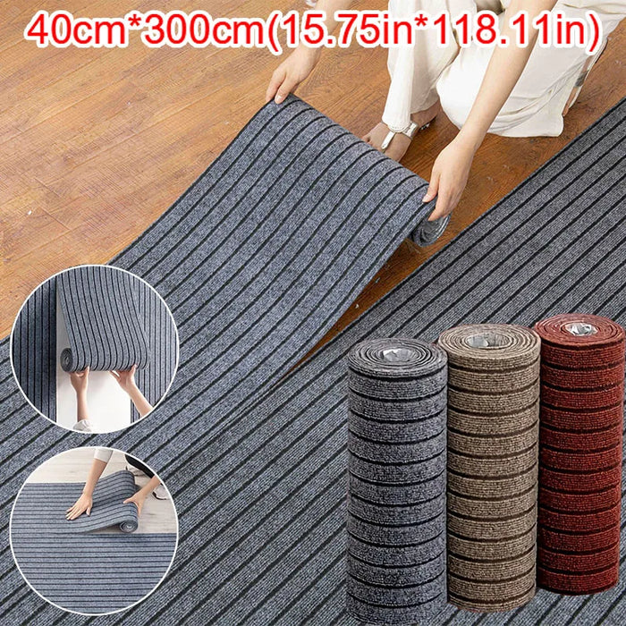 Gestreifter selbstklebender Teppich von der Rolle für Küche, Flur und Badeingang – 40 cm × 3 m, einfarbig gestreift, rutschfest, Vinylrücken, 3 Farben