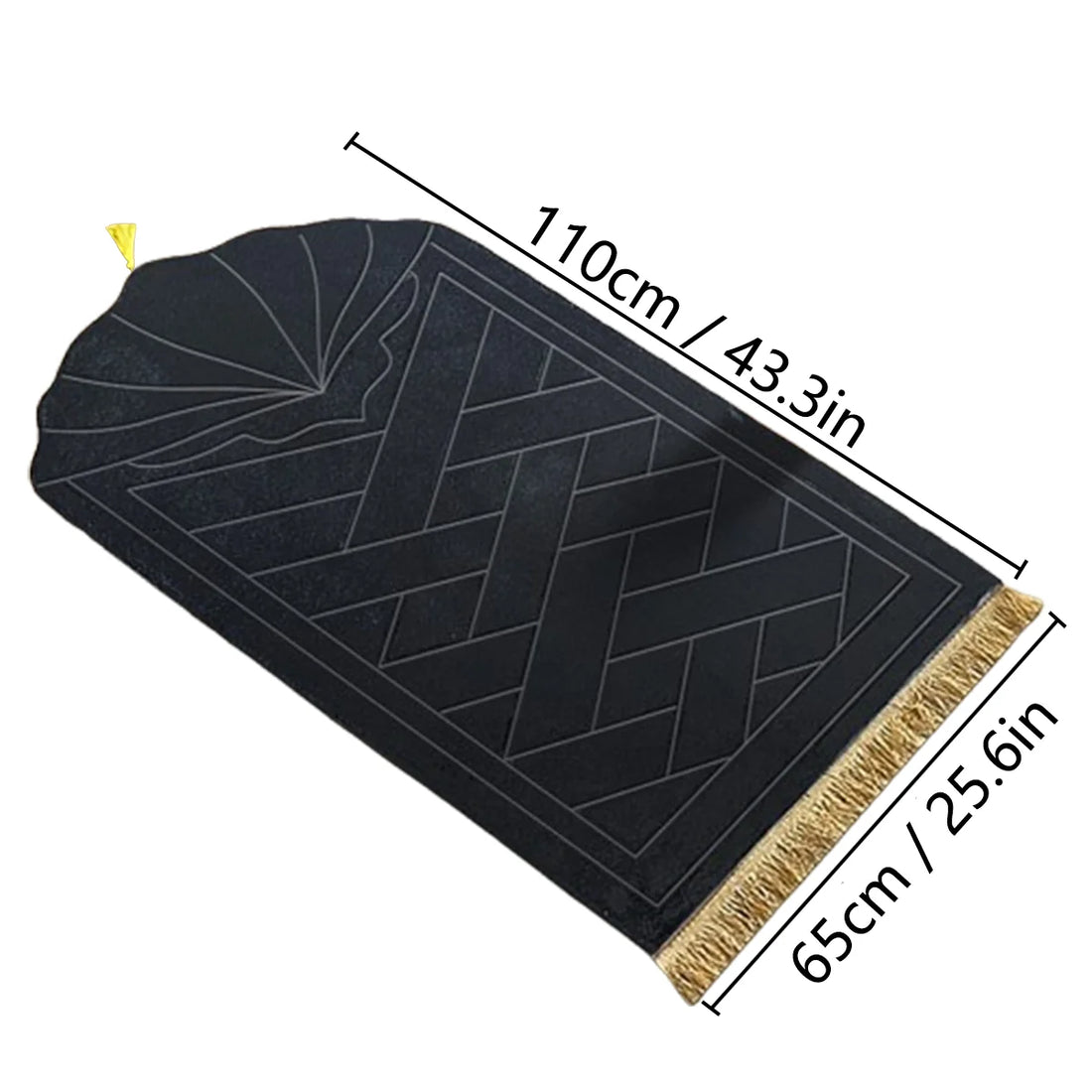Gepolsterter Gebetsteppich mit Quasten und Prägemuster für das Gebet an verschiedenen Orten – 65 × 110 cm, dicke Schwammeinlage, weich, 7 Farben