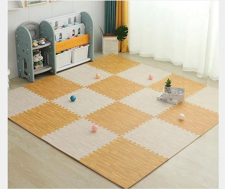 Puzzlematten in Holzmaserung aus EVA-Schaum für Spielbereich, Fitness und Yoga – je 30 × 30 × 1 cm, 4 bis 20 Stück, leicht, 8 Farben