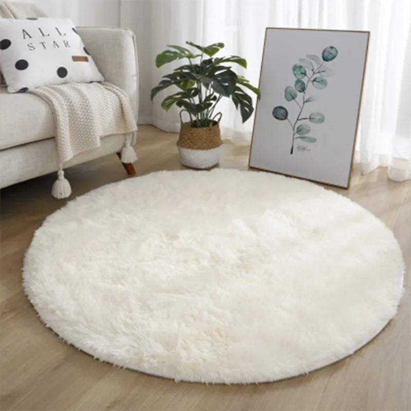 Runder Plüschteppich mit dickem Flor für Wohnzimmer, Schlafzimmer und Kinderzimmer – Ø 60 bis 100 cm, superweich, flauschig, 4 Farben