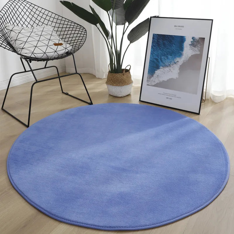 Runder Teppich aus Korallensamt in Uni-Farben für Wohnzimmer, Kinderzimmer und als Krabbelmatte – Ø 60 bis 200 cm, Schaumkern, 13 Farben