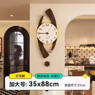 Pendel-Wanduhr aus Holz im Retro-Stil für Schlafzimmer und Wohnzimmer – 25 × 63 bis 35 × 88 cm, rundes Zifferblatt, geräuschlos, 3 Modelle