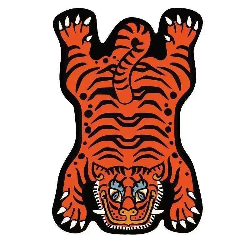 Teppich mit Cartoon-Tiger-Motiv für Wohnzimmer, Sofa und Schlafzimmer – 40 × 60 bis 100 × 150 cm, schmutzabweisend, verschleißfest, waschbar, 5 Motive
