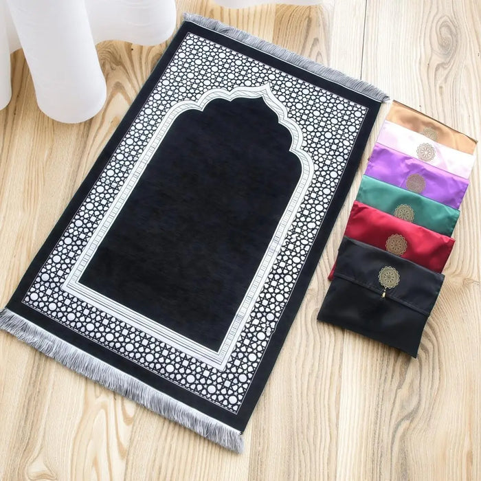 3-teiliges Gebetsteppich-Set mit Tragetasche und Gebetskette für Gebet zu Hause und auf Reisen – 70 × 110 cm, weich, rutschfest, 9 Farben