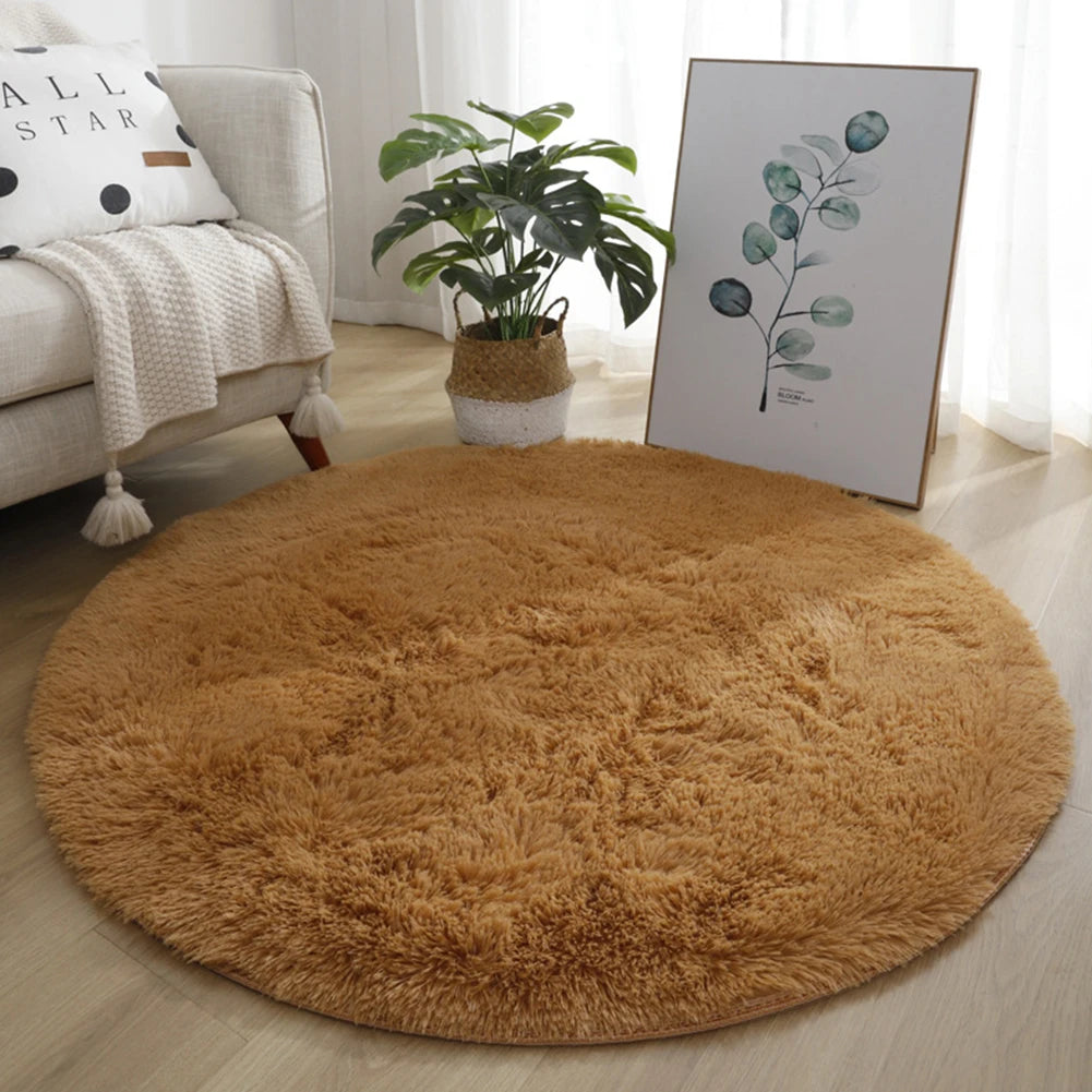 Runder Hochflor-Teppich mit 4 cm Flor für Wohnzimmer, Schlafzimmer und Kinderzimmer – Ø 40, 60 oder 80 cm, rutschfest, waschbar, 12 Farben