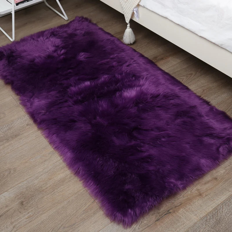 Hochflorteppich aus Kunstfell mit 5–6 cm Flor für Wohnzimmer und Schlafzimmer – 30 × 30 bis 100 × 200 cm, rechteckig, rutschfest, waschbar, 10 Farben