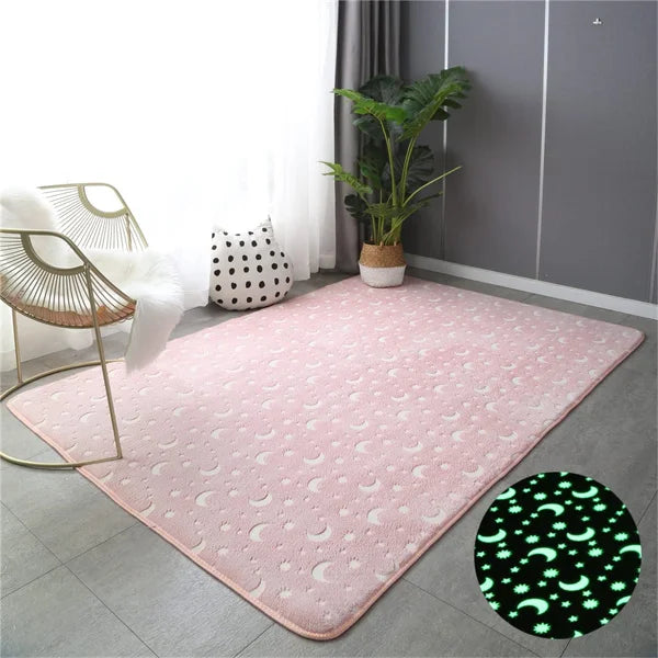 Im Dunkeln leuchtender Teppich mit 3D-Motiven für Kinderzimmer und Schlafzimmer – 40 × 60 bis 160 × 200 cm, Kurzflor, rutschfest, 12 Motive