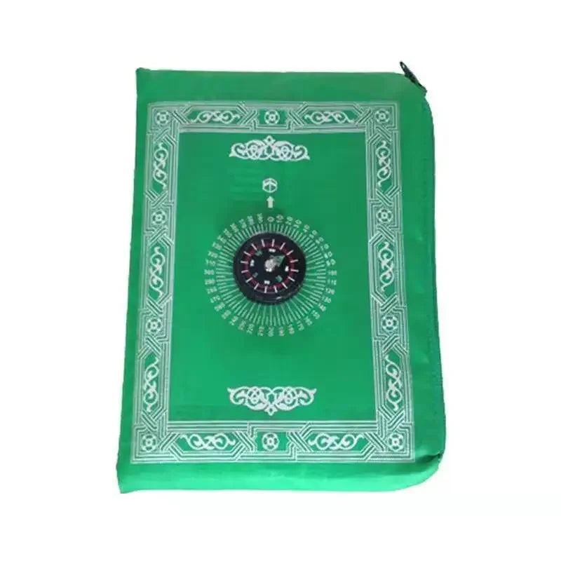 Wasserdichter Reise-Gebetsteppich mit Qibla-Kompass und Tasche für unterwegs und draußen – 100 × 60 cm, beschwerte Ecken, bedruckt, 5 Farben