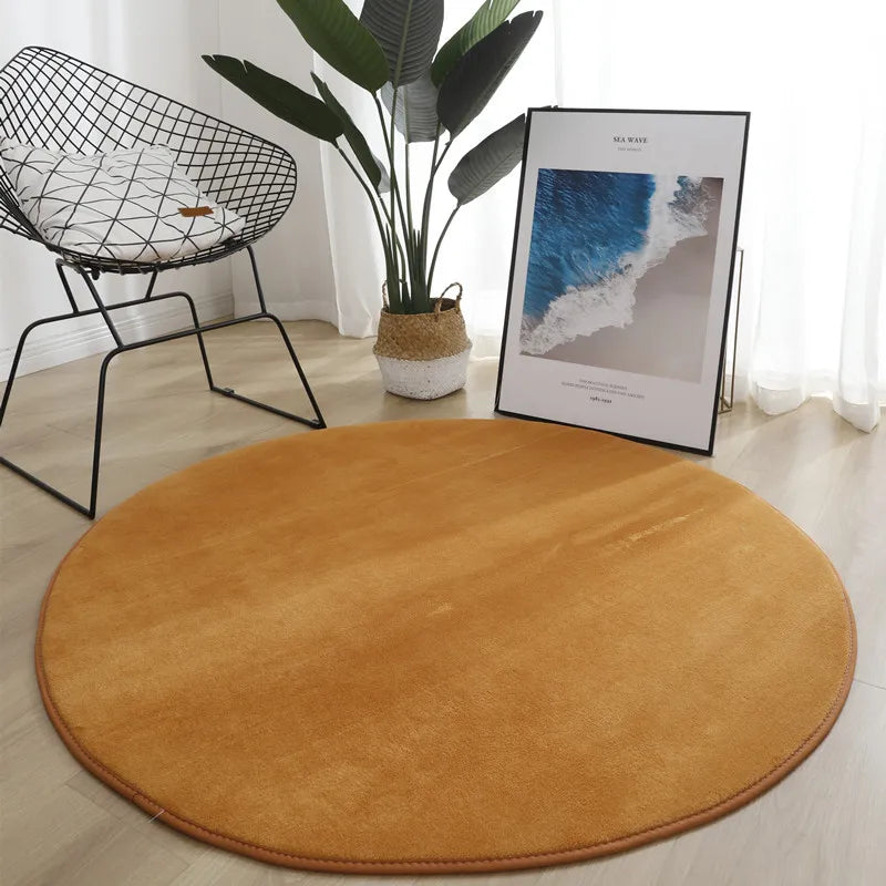 Runder Teppich aus Korallensamt in Uni-Farben für Wohnzimmer, Kinderzimmer und als Krabbelmatte – Ø 60 bis 200 cm, Schaumkern, 13 Farben