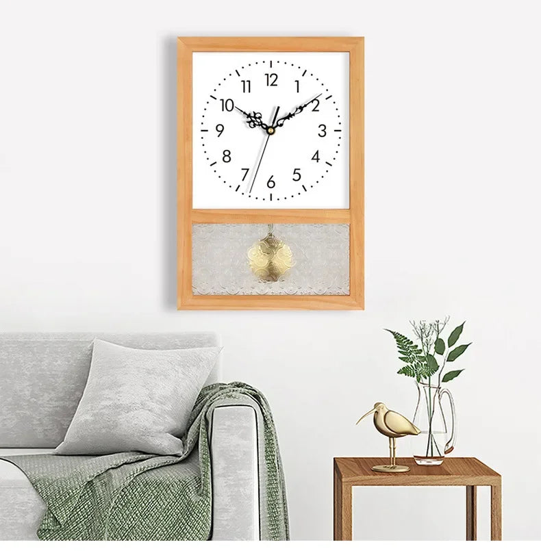 Pendel-Wanduhr aus Massivholz im japanischen Retro-Stil für Wohnzimmer und Arbeitszimmer – ca. 30 × 20 × 7 cm, lautloses Uhrwerk, 8 Ausführungen