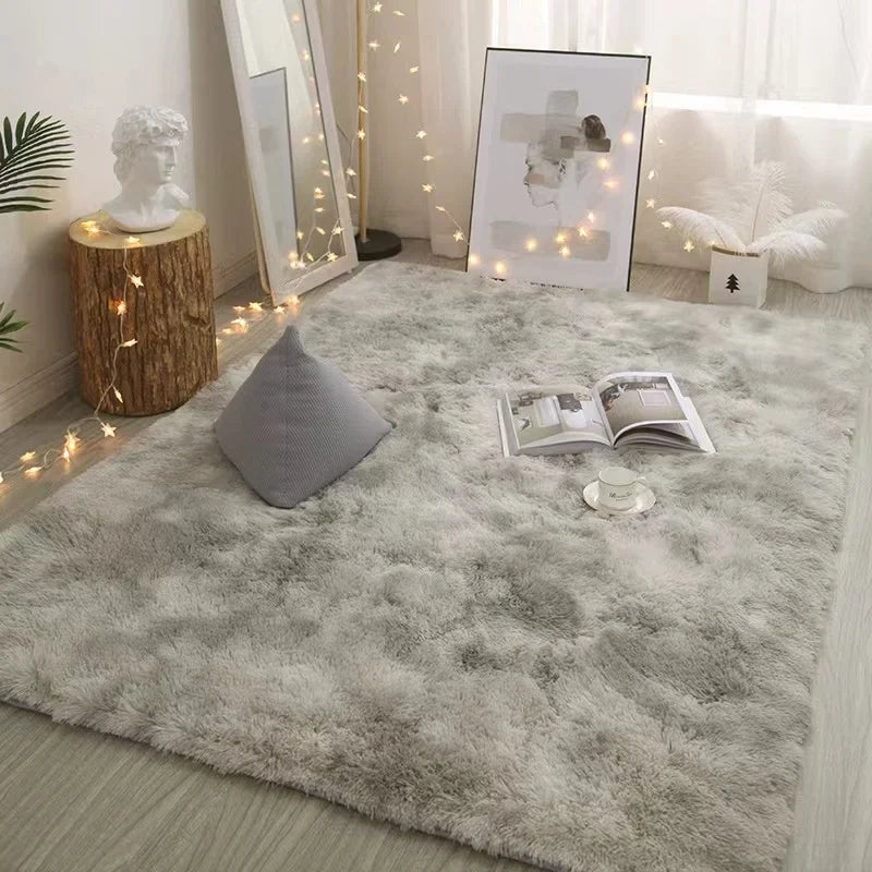 Hochflor-Teppich aus Seidenwolle für Schlafzimmer, Kinderzimmer und Wohnzimmer – 40 × 60 bis 120 × 160 cm, Batik-Optik, rutschfest, 6 Motive