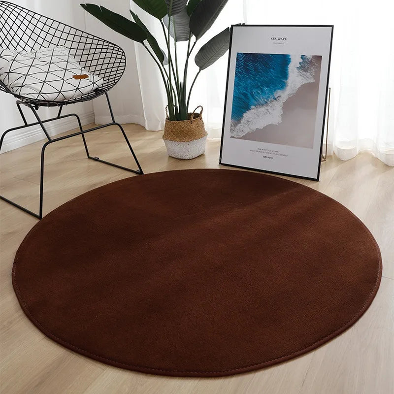 Runder, einfarbiger Flanell-Teppich in 10 Farben für Schlafzimmer und Kinderzimmer – Ø 40 bis 120 cm, weich, rutschfest, waschbar