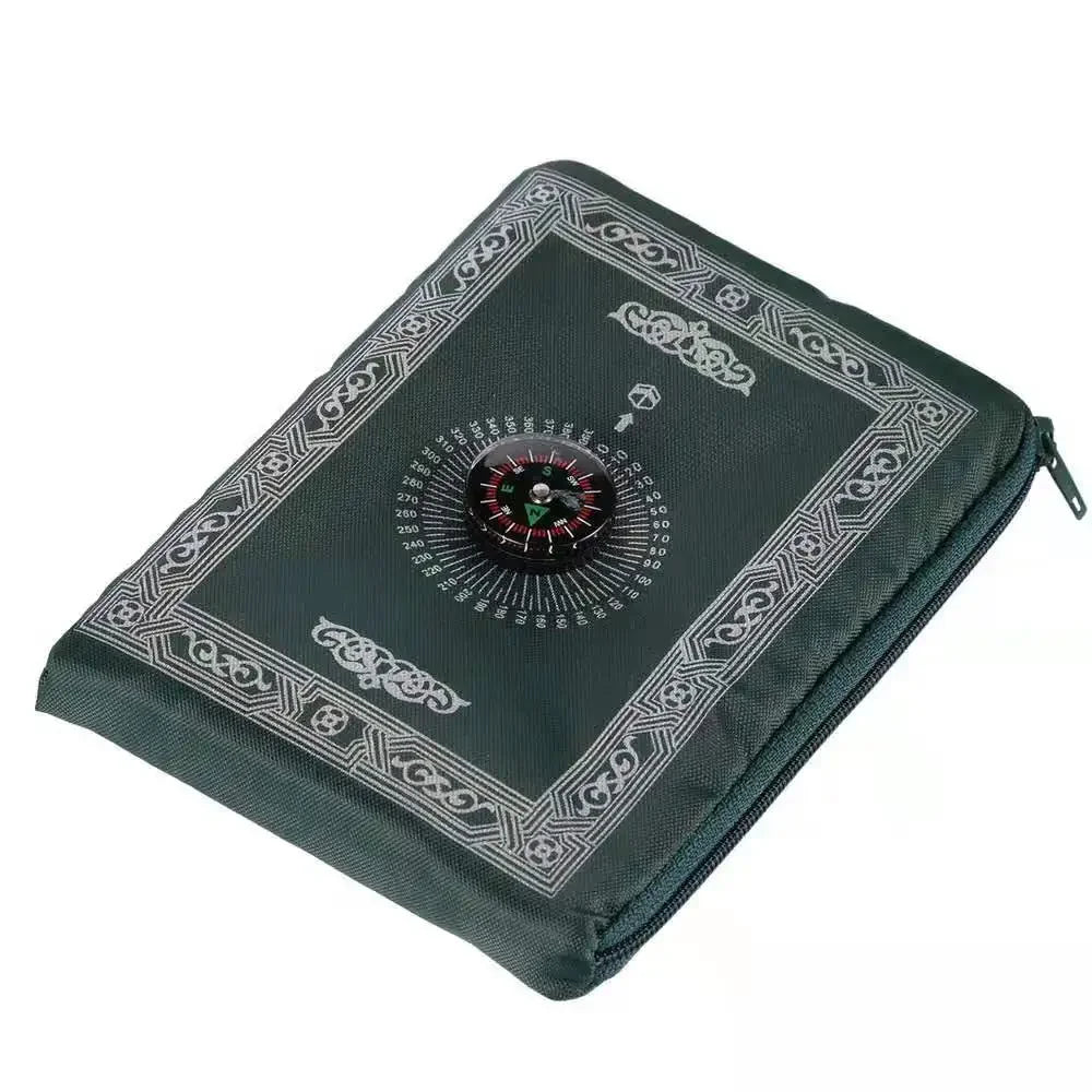 Wasserdichter Reise-Gebetsteppich mit Qibla-Kompass und Tasche für unterwegs und draußen – 100 × 60 cm, beschwerte Ecken, bedruckt, 5 Farben