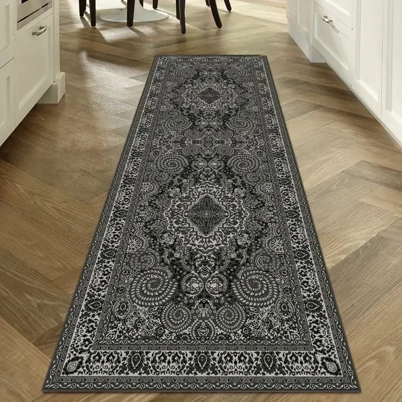 Waschbarer Flurläufer im Vintage-Stil für Flur, Küche und Wohnzimmer – 40 × 120 bis 60 × 300 cm, Kristallsamt, rutschfest, saugfähig, 11 Motive