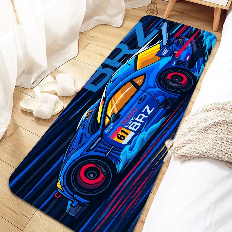 Teppich mit Rennsport-Motiv für Schlafzimmer, Flur und Eingang – 40 × 60 bis 80 × 180 cm, Flanell, weich, rutschfest, geräuschdämpfend, 16 Motive