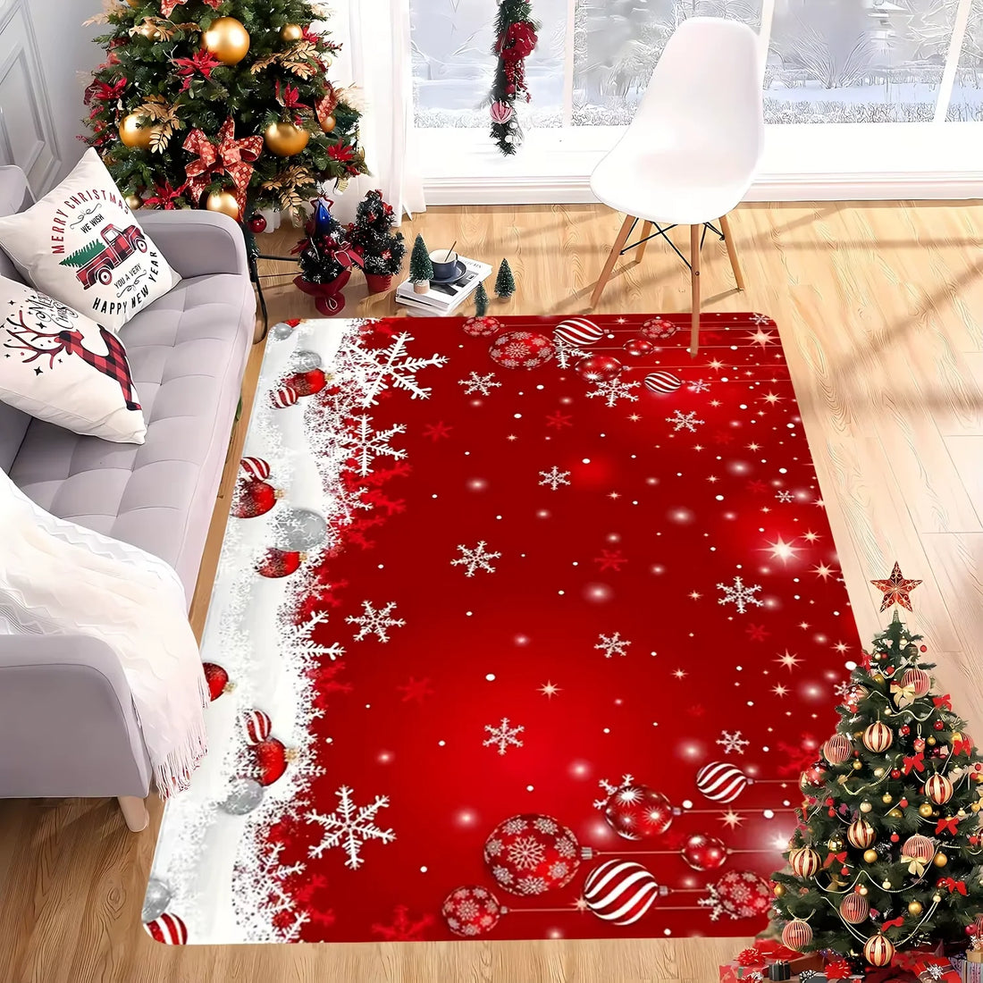 Weihnachtsteppich mit festlichem Motiv für Wohnzimmer, Schlafzimmer und Eingang – 40 × 60 bis 120 × 160 cm, weich, als Willkommensmatte, 4 Motive