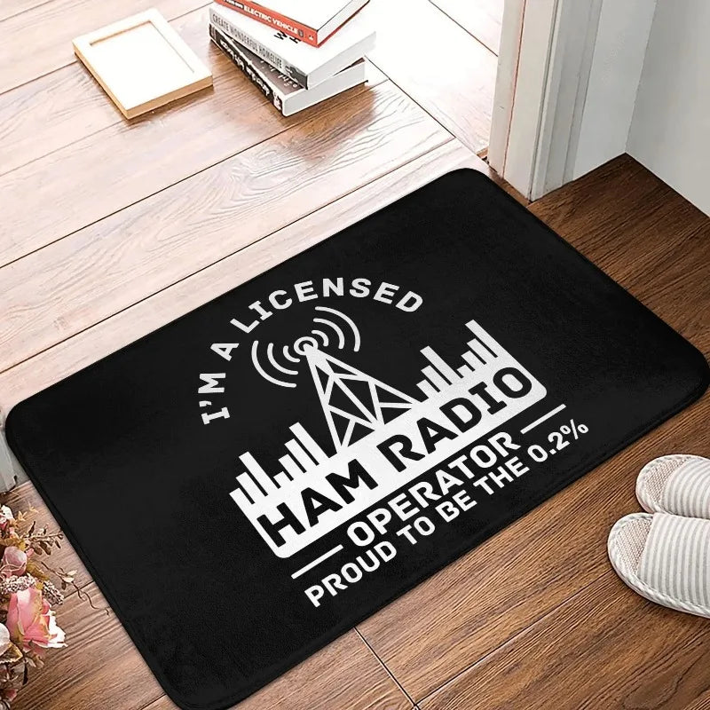 Fußmatte mit Retro-Motiv für Amateurfunker für Eingang, Küche und Bad – 30 × 50 bis 50 × 80 cm, Flanell, bedruckt, rutschfest, 10 Motive