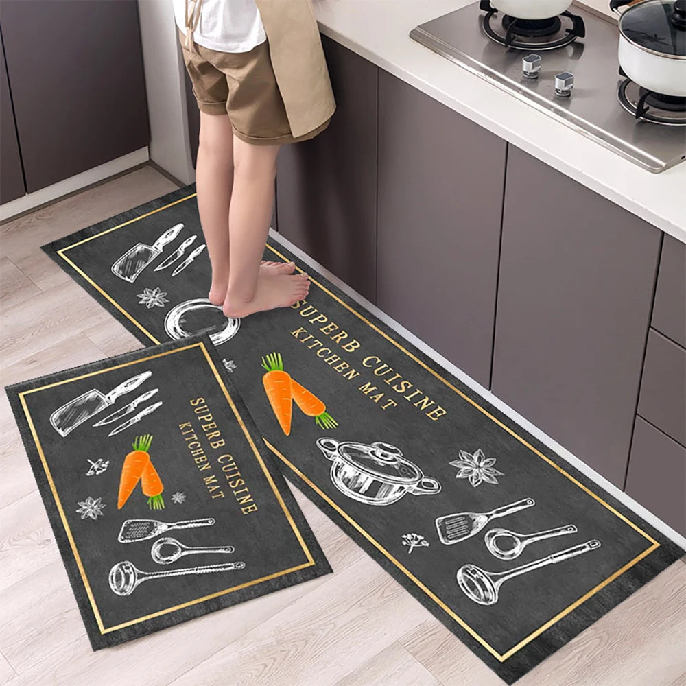 Waschbare Küchenbodenmatte aus Acryl als Läufer für Küche, Flur und Bad – 40 × 60 bis 50 × 160 cm, einzeln oder als Zweierset, rutschfest, 25 Motive