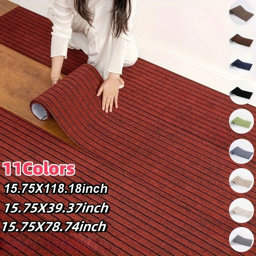 Selbstklebender Teppich von der Rolle für Küche, Flur und Eingang – 40 × 100 bis 40 × 300 cm, gestreift, rutschfest, PVC-Rücken, 11 Farben