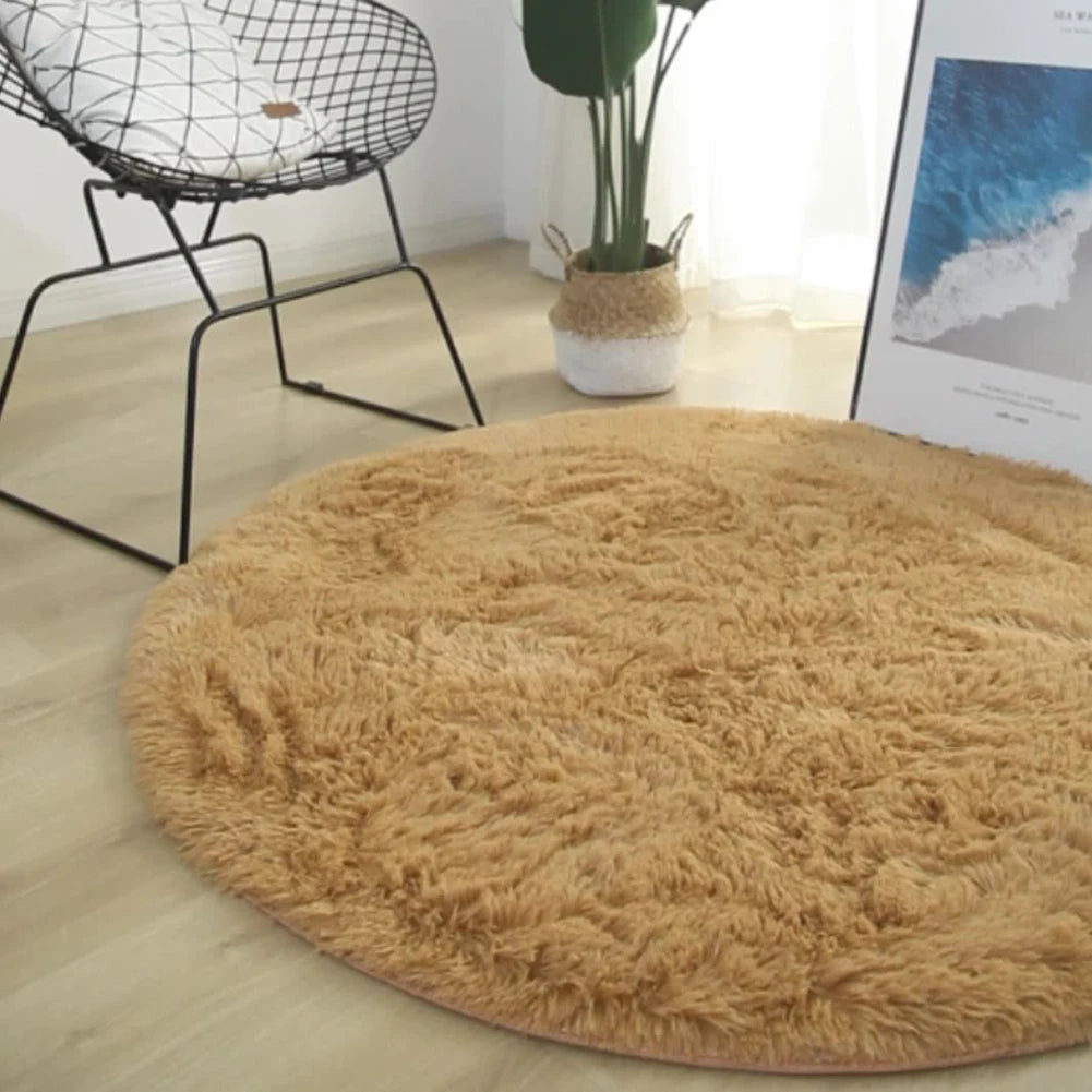 Runder Hochflor-Teppich mit 4 cm Flor für Wohnzimmer, Schlafzimmer und Kinderzimmer – Ø 40, 60 oder 80 cm, rutschfest, waschbar, 12 Farben