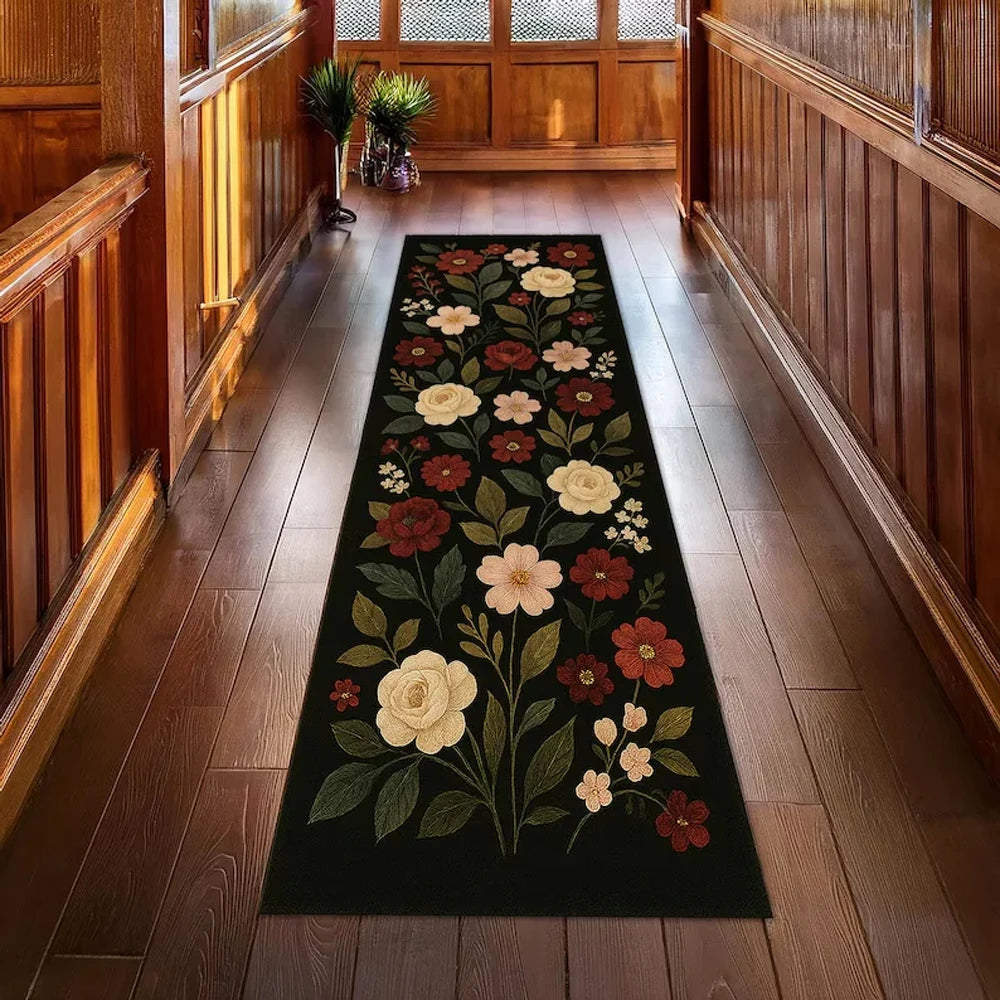 Vintage-Läufer mit botanischem Meerjungfrauen- und Blumenmotiv im Jugendstil für Flur und Wohnzimmer – 40 × 60 bis 50 × 150 cm, Flanell, 4 Motive