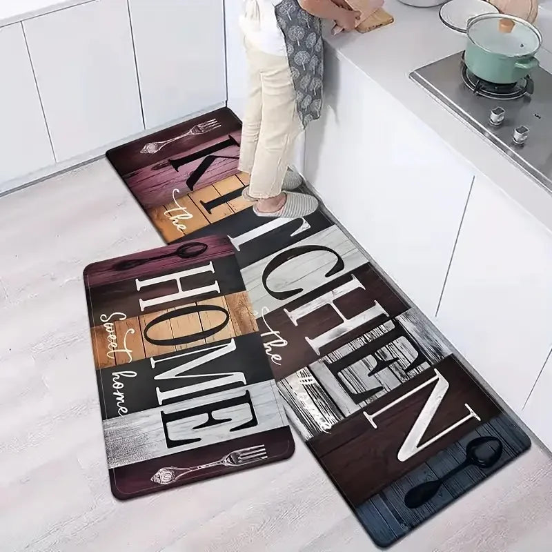 Küchenläufer in Vintage-Holzoptik für Küche, Flur und Eingang – 40 × 60 bis 60 × 180 cm, Flanell, rutschfest, saugfähig, waschbar