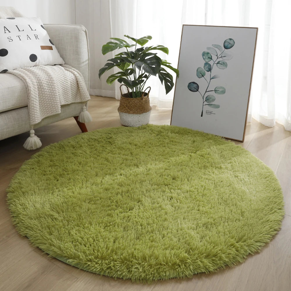 Runder Hochflor-Teppich mit 4 cm Flor für Wohnzimmer, Schlafzimmer und Kinderzimmer – Ø 40, 60 oder 80 cm, rutschfest, waschbar, 12 Farben