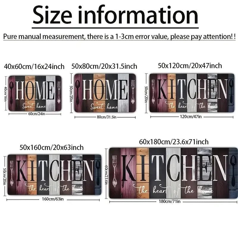 Küchenläufer in Vintage-Holzoptik für Küche, Flur und Eingang – 40 × 60 bis 60 × 180 cm, Flanell, rutschfest, saugfähig, waschbar