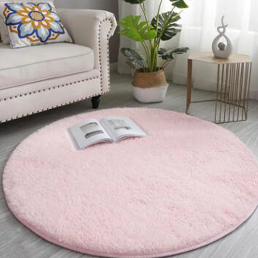 Runder Hochflor-Teppich mit 4 cm Flor für Wohnzimmer, Schlafzimmer und Kinderzimmer – Ø 40, 60 oder 80 cm, rutschfest, waschbar, 12 Farben
