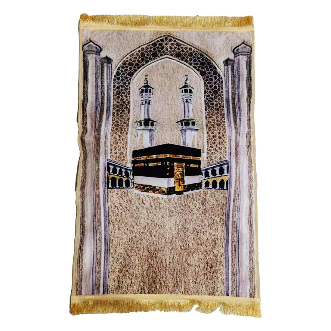 Gepolsterter Gebetsteppich mit Vintage-Muster und Quasten für Wohnzimmer und Gebetsecke – 70 × 110 cm, 8 cm dick, Samtdruck, rutschfest, 6 Farben