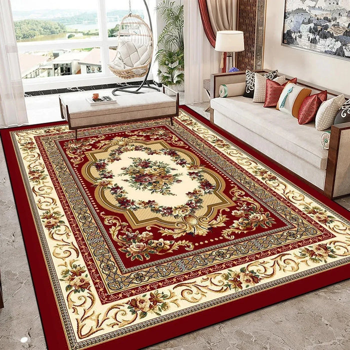 Teppich im europäischen Vintage-Stil aus Flanell für Wohnzimmer, Schlafzimmer und Esszimmer – 40 × 60 bis 120 × 160 cm, rutschfest, 4 Motive