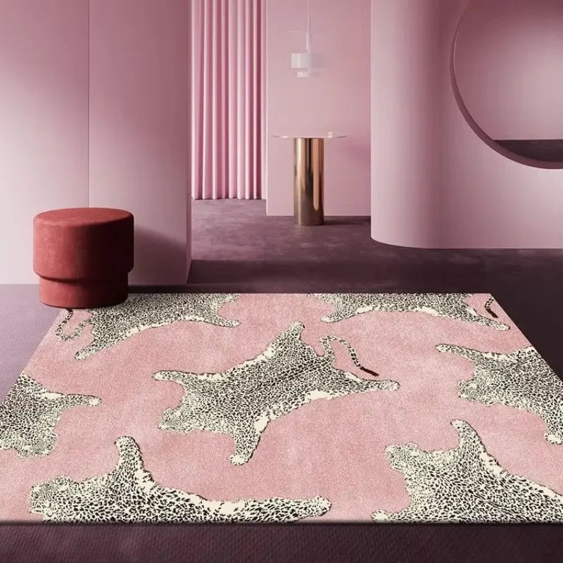 Plüschteppich mit Leopardenmuster im Light-Luxury-Stil für Wohnzimmer und Schlafzimmer – 40 × 60 bis 180 × 240 cm, Flanell, rutschfest, 15 Motive