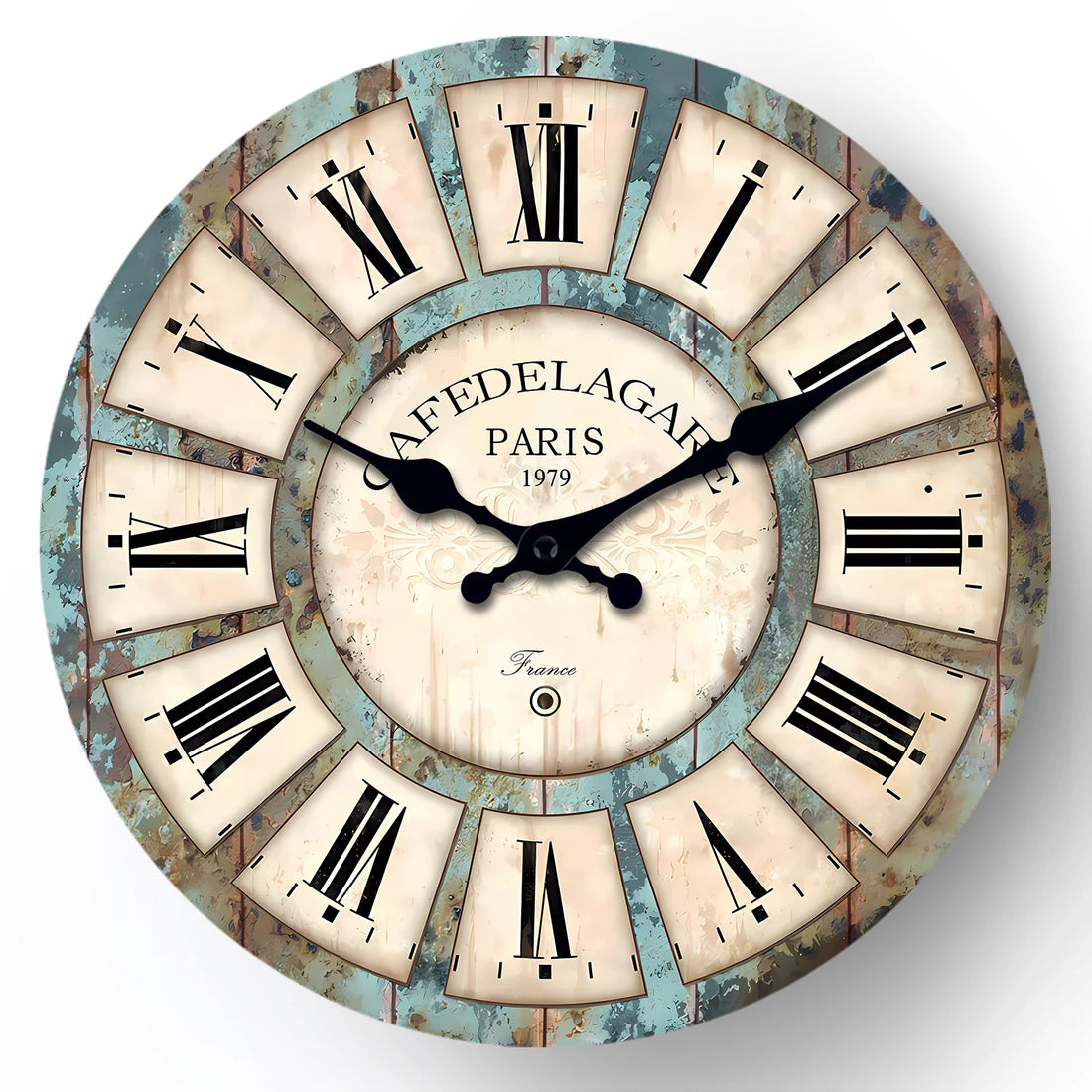 Runde Wanduhr aus Holz im Landhausstil mit römischen Ziffern für Küche, Wohnzimmer und Schlafzimmer – Ø ca. 25 bis 40 cm, Vintage-Optik, geräuschlos