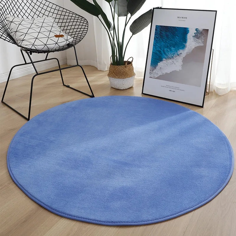 Runder, einfarbiger Flanell-Teppich in 10 Farben für Schlafzimmer und Kinderzimmer – Ø 40 bis 120 cm, weich, rutschfest, waschbar