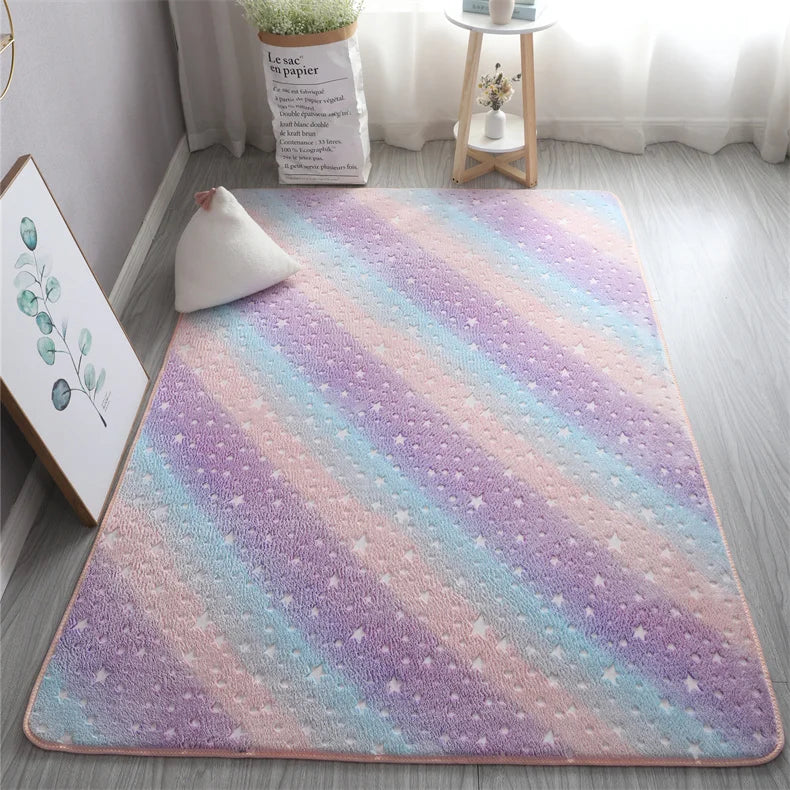 Im Dunkeln leuchtender Teppich mit 3D-Motiven für Kinderzimmer und Schlafzimmer – 40 × 60 bis 160 × 200 cm, Kurzflor, rutschfest, 12 Motive