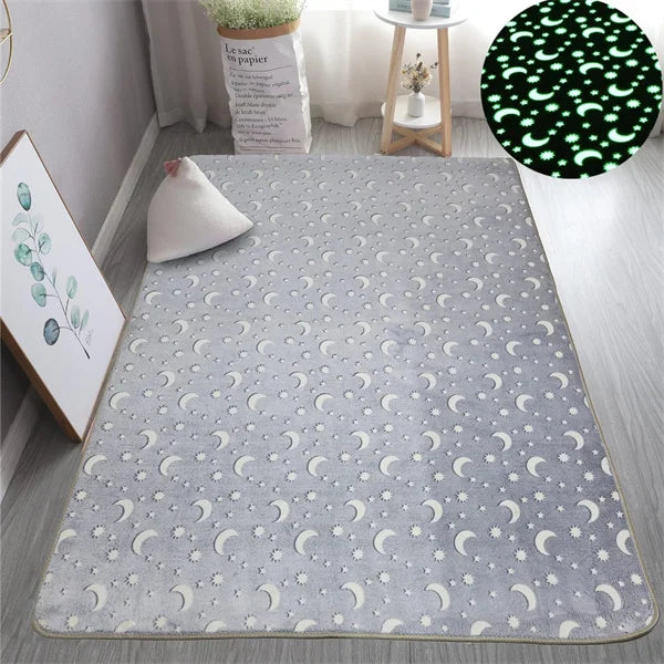 Im Dunkeln leuchtender Teppich mit 3D-Motiven für Kinderzimmer und Schlafzimmer – 40 × 60 bis 160 × 200 cm, Kurzflor, rutschfest, 12 Motive