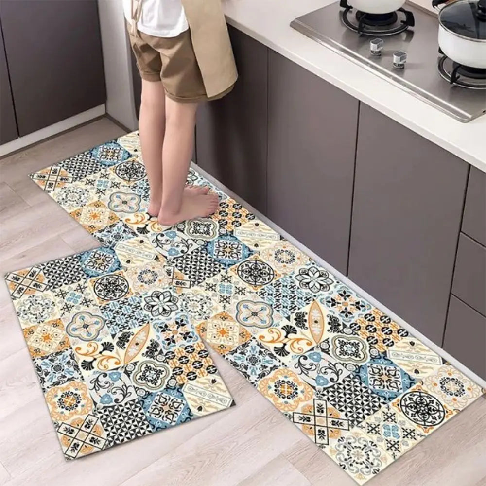 Küchenläufer aus Kristallsamt für Küche und Eingang – 40 × 60 bis 50 × 160 cm, saugfähig, ölbeständig, rutschfest, einzeln oder im 2er-Set, 8 Motive