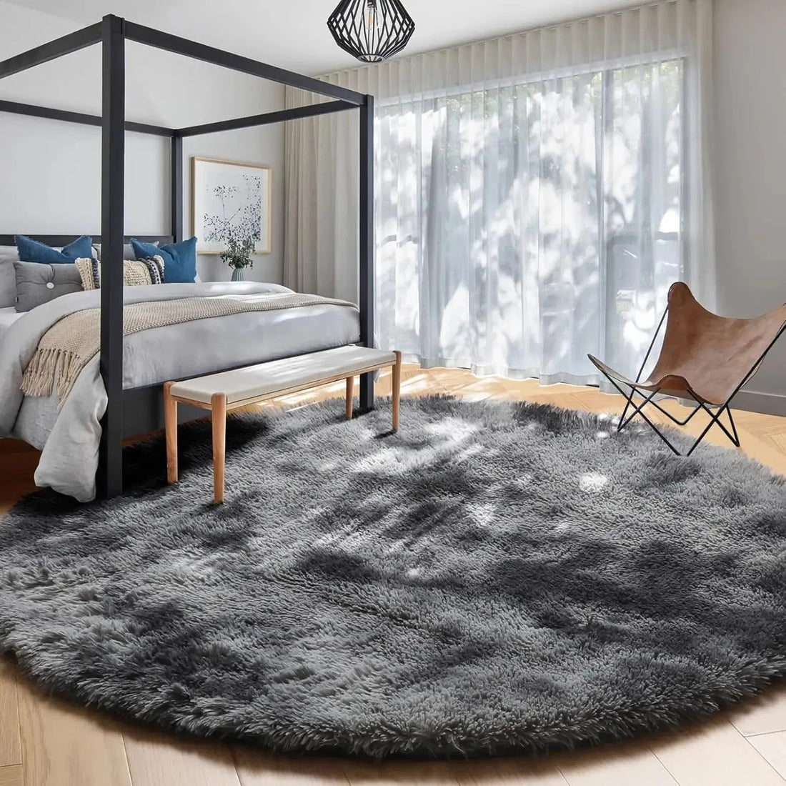 Runder Shaggy-Teppich für Mädchenzimmer, Kinderzimmer und Spielzimmer – Ø 60 bis 180 cm, flauschig, rutschfest, fusselfrei, 8 Farben