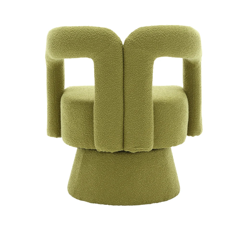 Drehbarer Bouclé-Sessel mit runder Form und breiten Armlehnen für Wohnzimmer und Schlafzimmer – 360° drehbar, 67 × 55 × 74 cm, 4 Farben