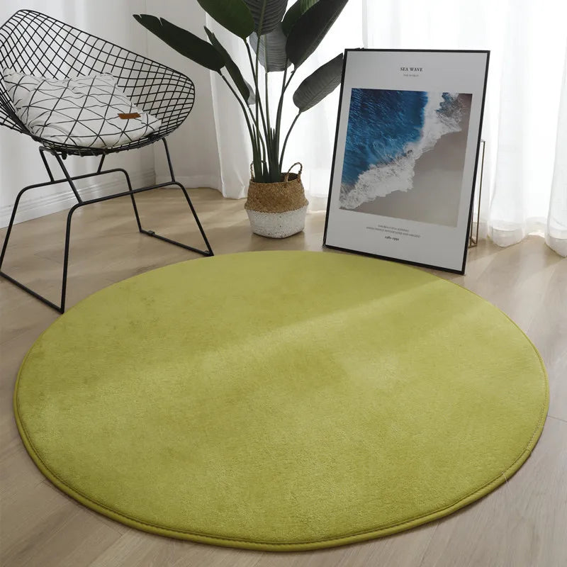 Runder Teppich aus Korallensamt in Uni-Farben für Wohnzimmer, Kinderzimmer und als Krabbelmatte – Ø 60 bis 200 cm, Schaumkern, 13 Farben