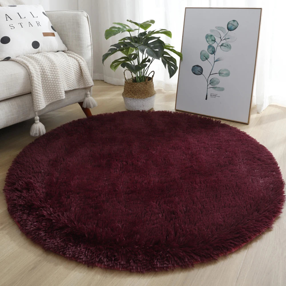 Runder Hochflor-Teppich mit 4 cm Flor für Wohnzimmer, Schlafzimmer und Kinderzimmer – Ø 40, 60 oder 80 cm, rutschfest, waschbar, 12 Farben