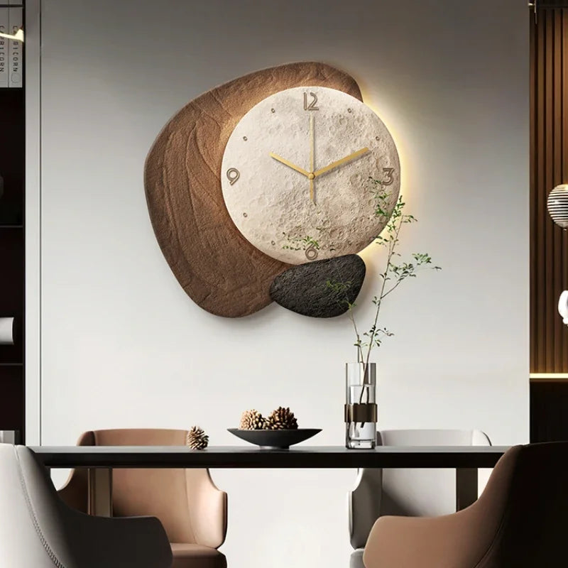 Wanduhr mit Kristallporzellan-Bild für Wohnzimmer und Restaurant – 40 × 40 oder 50 × 50 cm, rahmenlos, wahlweise mit LED-Licht, 4 Motive