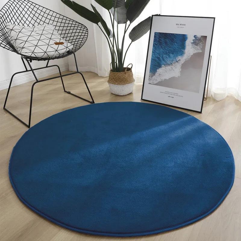 Runder Teppich aus Korallensamt in Uni-Farben für Wohnzimmer, Kinderzimmer und als Krabbelmatte – Ø 60 bis 200 cm, Schaumkern, 13 Farben