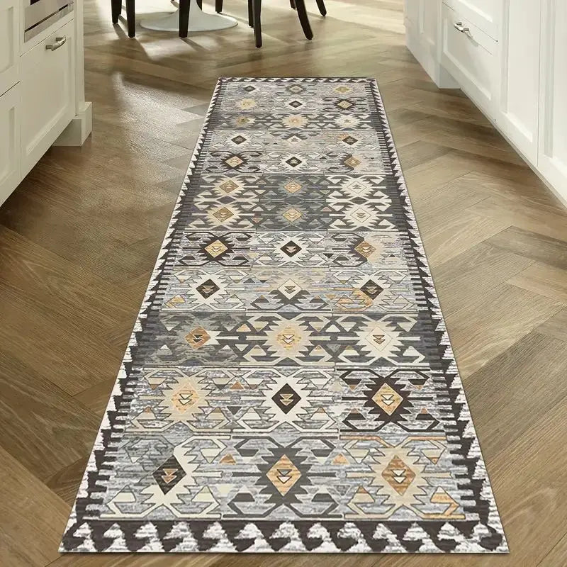 Waschbarer Flurläufer im Vintage-Stil für Flur, Küche und Wohnzimmer – 40 × 120 bis 60 × 300 cm, Kristallsamt, rutschfest, saugfähig, 11 Motive