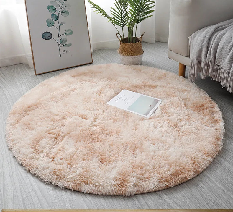 Runder Plüschteppich mit dickem Flor für Wohnzimmer, Schlafzimmer und Kinderzimmer – Ø 60 bis 100 cm, 4,5 cm Florhöhe, flauschig, 4 Farben
