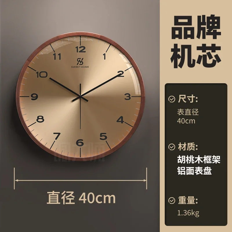 Runde Wanduhr aus Holz und Glas im nordischen Retro-Stil für Wohnzimmer und Esszimmer – Ø 35 oder 40 cm, geräuschloses Quarzwerk, 2 Modelle