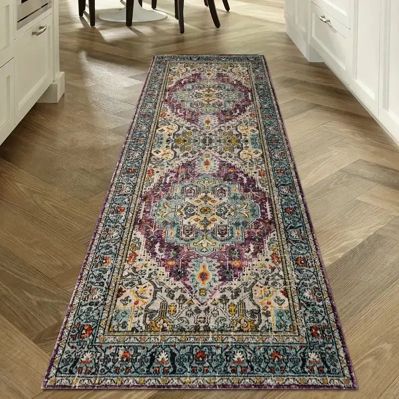 Waschbarer Flurläufer im Vintage-Stil für Flur, Küche und Wohnzimmer – 40 × 120 bis 60 × 300 cm, Kristallsamt, rutschfest, saugfähig, 11 Motive