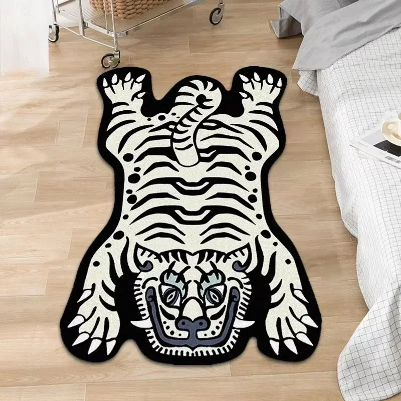 Teppich mit Cartoon-Tiger-Motiv für Wohnzimmer, Sofa und Schlafzimmer – 40 × 60 bis 100 × 150 cm, schmutzabweisend, verschleißfest, waschbar, 5 Motive