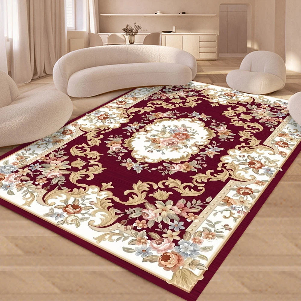 Teppich mit Retro-Blumenmuster im europäischen Stil für Wohnzimmer, Schlafzimmer und Ankleide – 40 × 60 bis 120 × 160 cm, rutschfest, 7 Motive